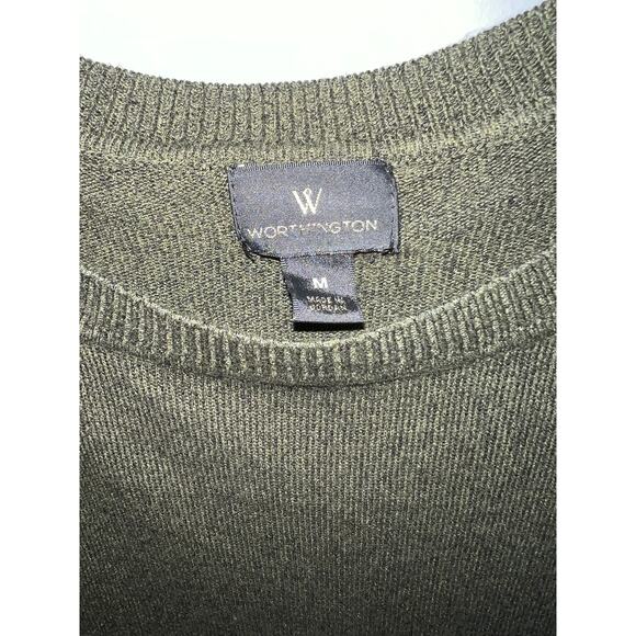 Worthington size M drop shoulder pullover long sweater heathered hunter green - Picture 2 of 6